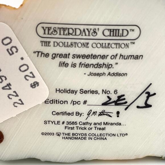 Boyd's Bears Yesterday's Child Cathy and Miranda First Trick or Treat 2003 - Picture 13 of 16